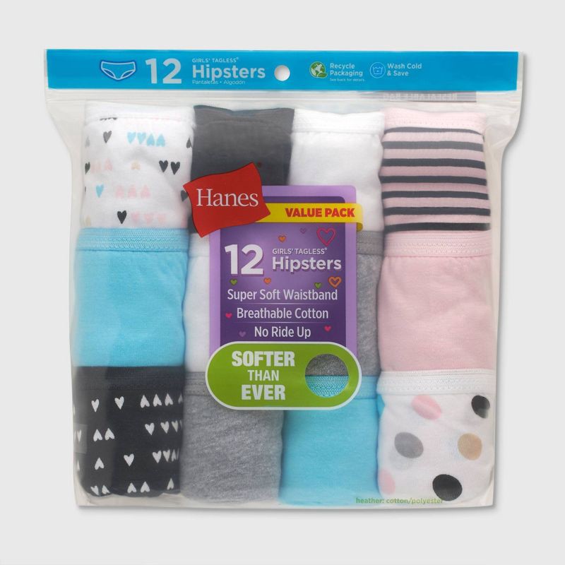 slide 2 of 5, Hanes Girls' 12pk Hipster - 16, 12 ct