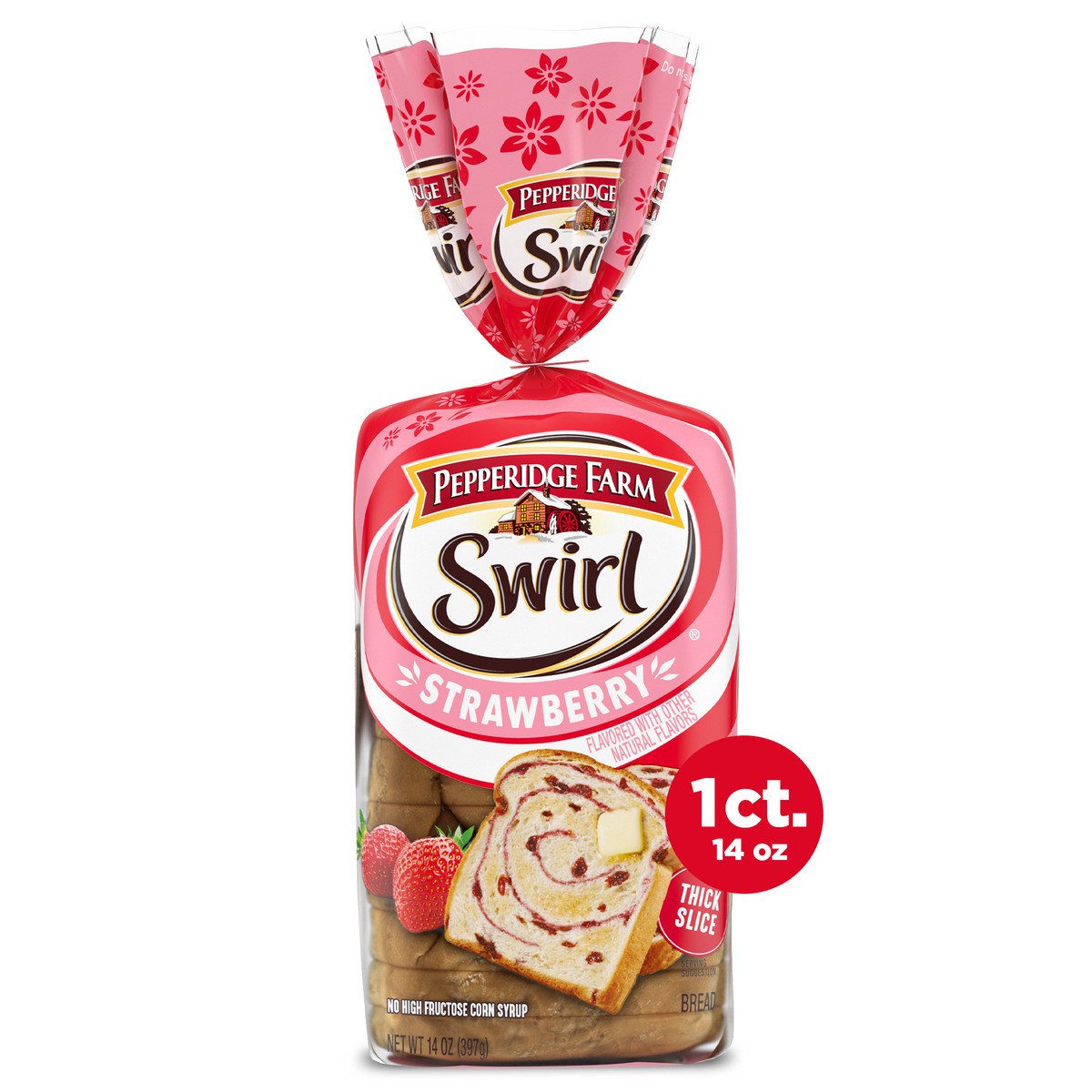 slide 1 of 8, Pepperidge Farm Strawberry Flavored Swirl Bread, 14 oz
