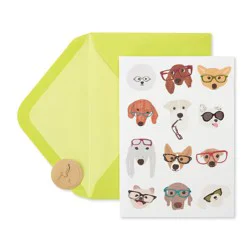 PAPYRUS Blank Thinking of You Card Dogs with Glasses Includes Envelope