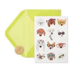 PAPYRUS Blank Thinking of You Card Dogs with Glasses Includes Envelope