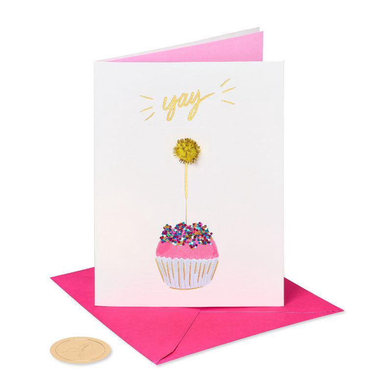 slide 4 of 5, Conventional Birthday Cards Sparkler Cupcake - PAPYRUS, 1 ct