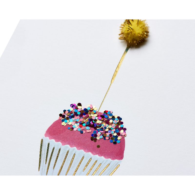 slide 5 of 5, Conventional Birthday Cards Sparkler Cupcake - PAPYRUS, 1 ct