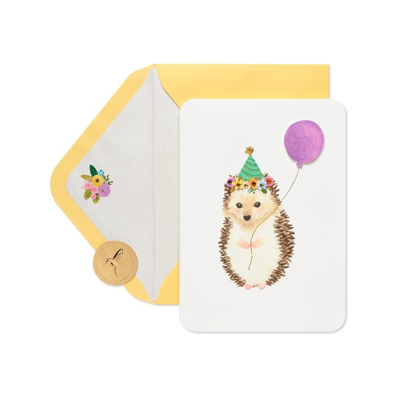 slide 1 of 5, PAPYRUS Birthday Card Reason to Celebrate Hedgehog Includes Envelope, 1 ct