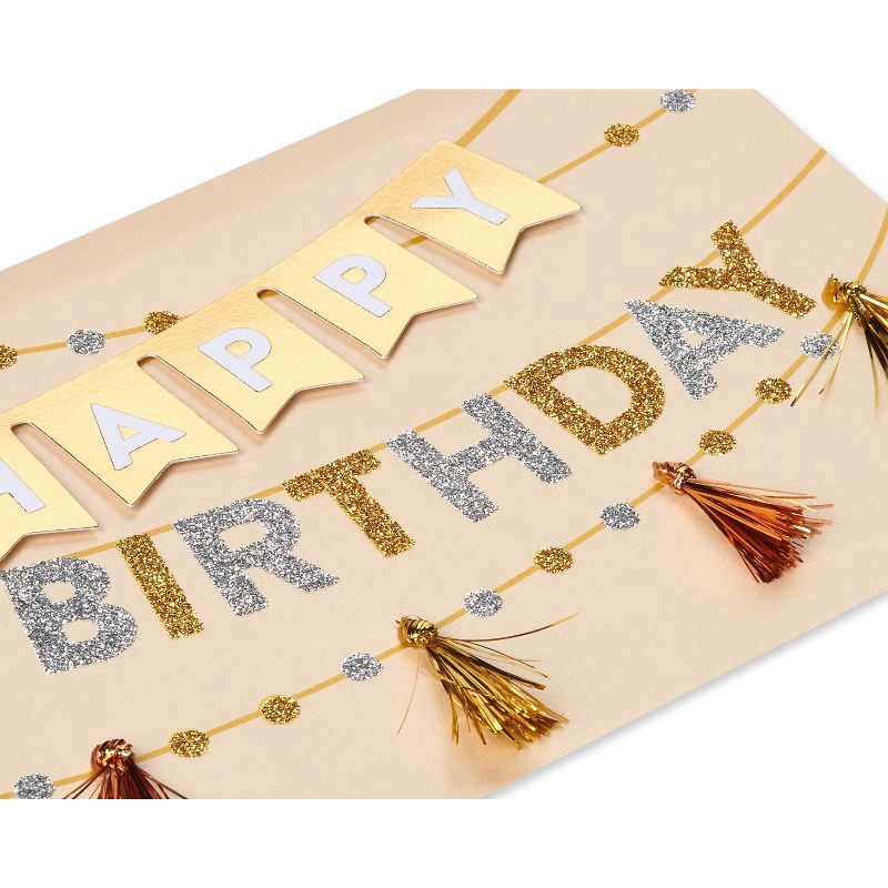 slide 5 of 5, Conventional Birthday Cards Metallic Tassel Banners - PAPYRUS, 1 ct