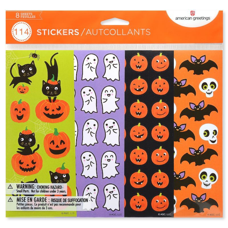 slide 5 of 5, Carlton Cards 114ct Halloween 'Pumpkins, Cats, Ghosts, and Bats' Stickers, 114 ct