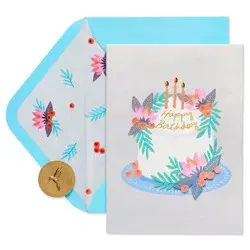 Conventional Birthday Cards Floral Berries Cake - PAPYRUS