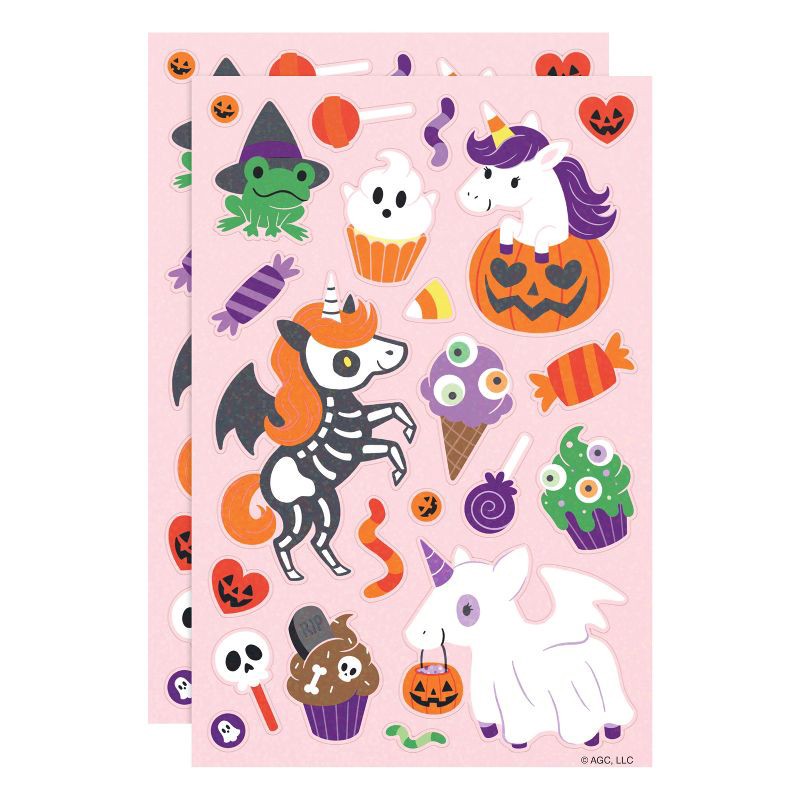 slide 2 of 4, American Greetings 44ct Halloween Stickers Unicorn and Friends, 44 ct