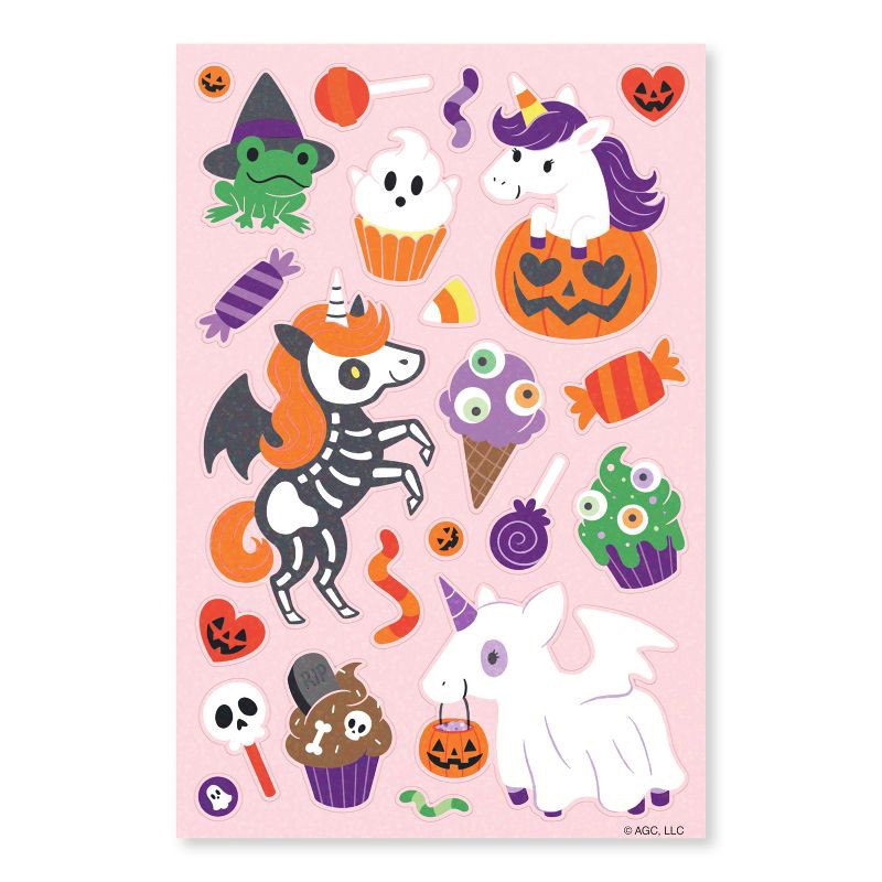 slide 1 of 4, American Greetings 44ct Halloween Stickers Unicorn and Friends, 44 ct