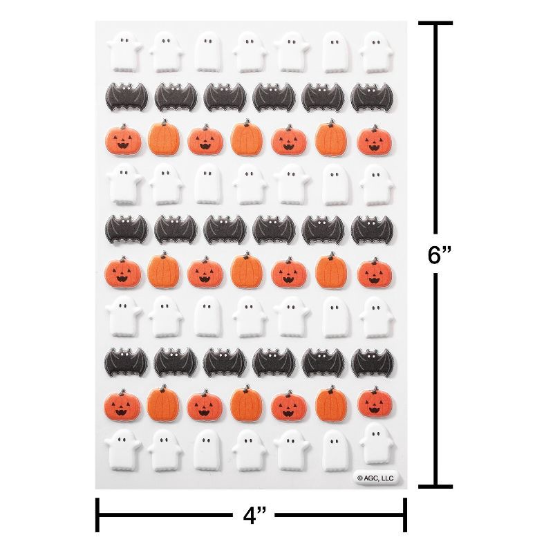 slide 2 of 4, American Greetings 67ct Halloween 3D Puffy Stickers Pumpkins Ghosts and Bats, 67 ct
