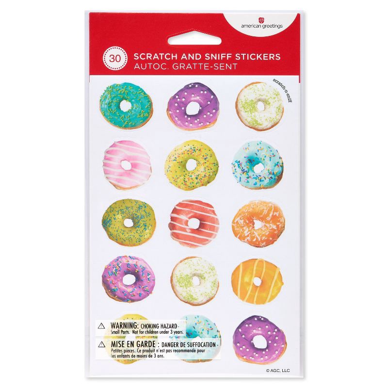 slide 5 of 5, American Greetings 30ct 2 Sheets Scratch and Sniff Donut Scented Stickers For Kids' Donuts, 30 ct, 2 sheets