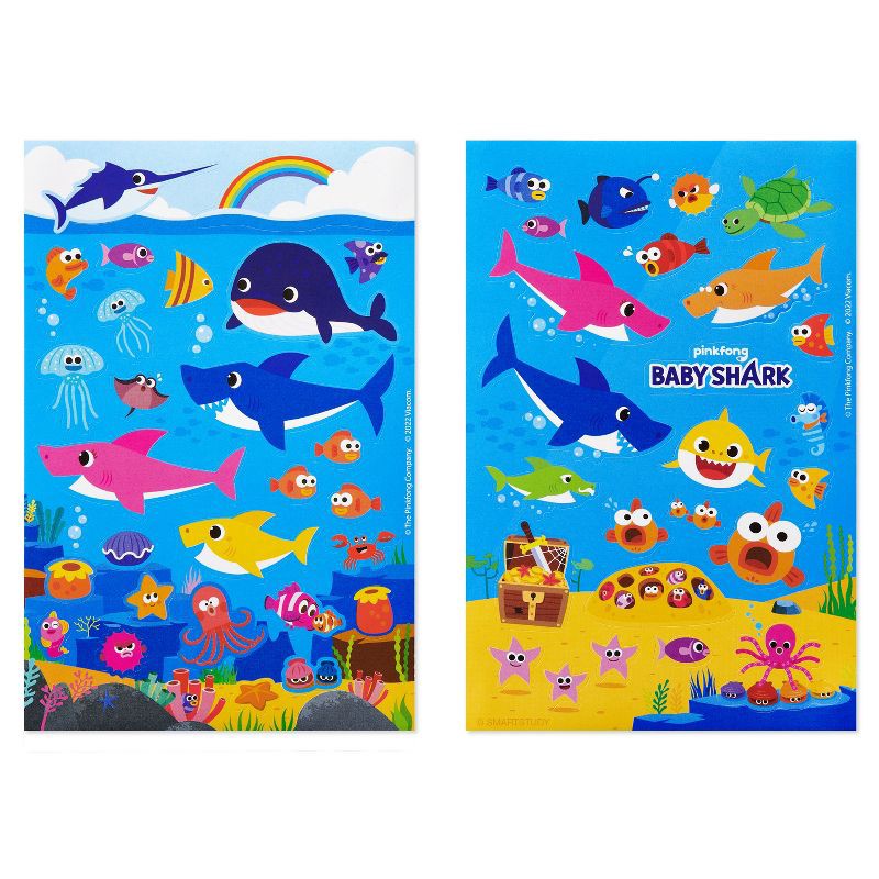 slide 2 of 5, American Greetings Baby Shark 165ct 6 Sheets Stickers For Kids' Shark Designs, 165 ct, 6 sheets