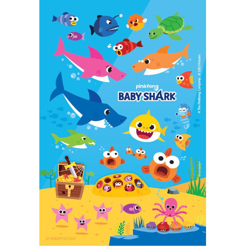 slide 3 of 5, American Greetings Baby Shark 165ct 6 Sheets Stickers For Kids' Shark Designs, 165 ct, 6 sheets