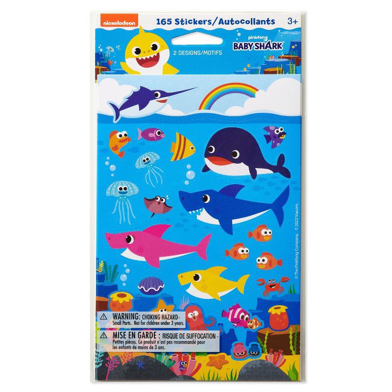 slide 1 of 5, American Greetings Baby Shark 165ct 6 Sheets Stickers For Kids' Shark Designs, 165 ct, 6 sheets
