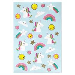 American Greetings 66ct 2 Sheets Glittery 3D Puffy Stickers For Girls and Kids' Magical Unicorn and Rainbows