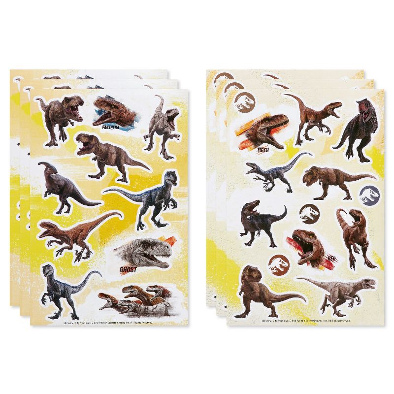 slide 2 of 5, American Greetings Jurassic Park 72ct 6 Sheets Stickers For Kids' Dino Designs, 72 ct, 6 sheets