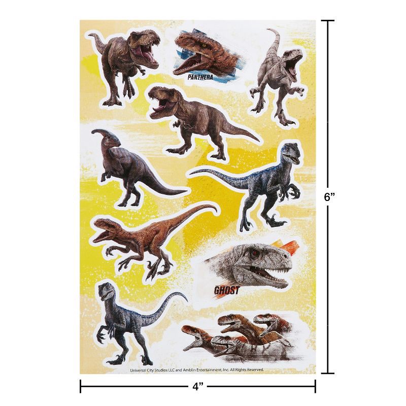 slide 4 of 5, American Greetings Jurassic Park 72ct 6 Sheets Stickers For Kids' Dino Designs, 72 ct, 6 sheets