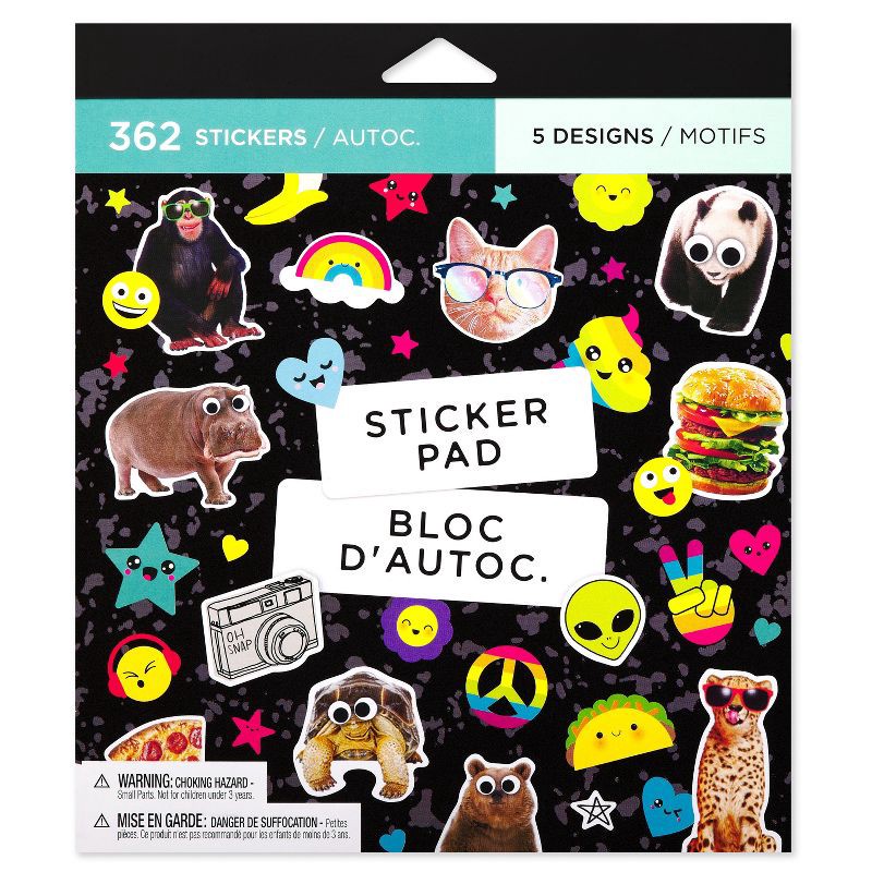 slide 5 of 5, American Greetings 362ct 10 Sheets Sticker Book For Kids' Assorted Fun, 362 ct, 10 sheets