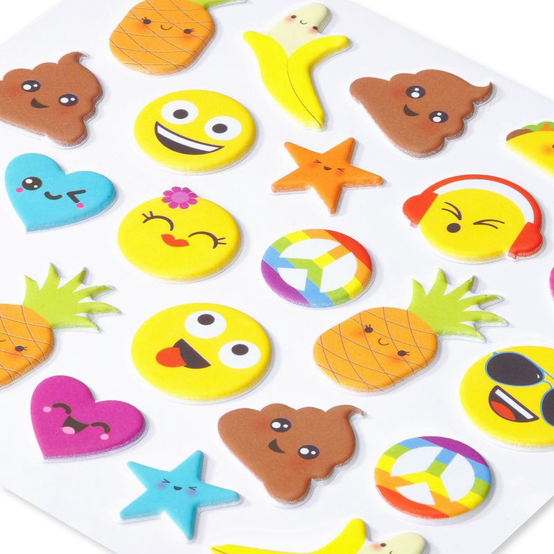 slide 2 of 4, American Greetings 25ct 1 Sheet 3D Puffy Stickers For Kids' Emojis, 25 ct, 1 sheet
