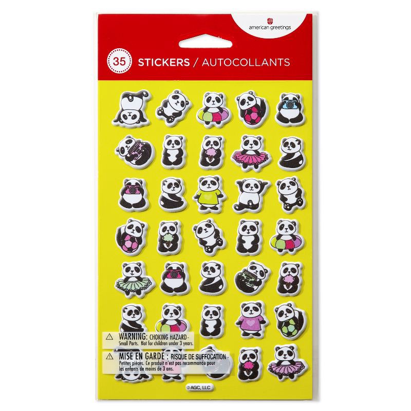 slide 1 of 3, American Greetings 35ct 3D Puffy Stickers for Kids' Cute Panda Bears, 35 ct