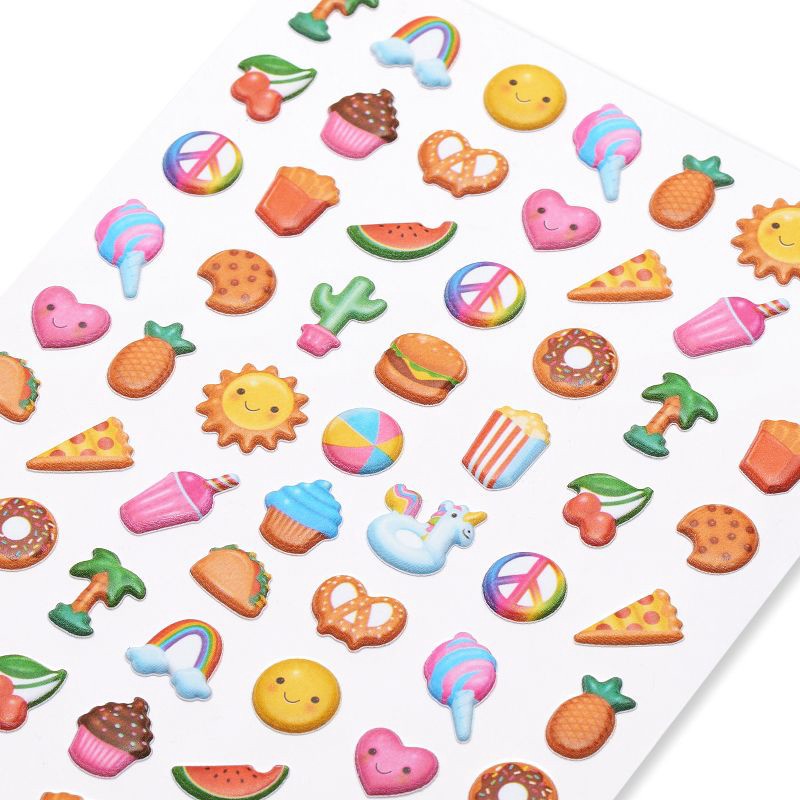 slide 3 of 4, American Greetings 72ct 1 Sheet 3D Puff Stickers For Kids' Cute Food, 72 ct, 1 sheet