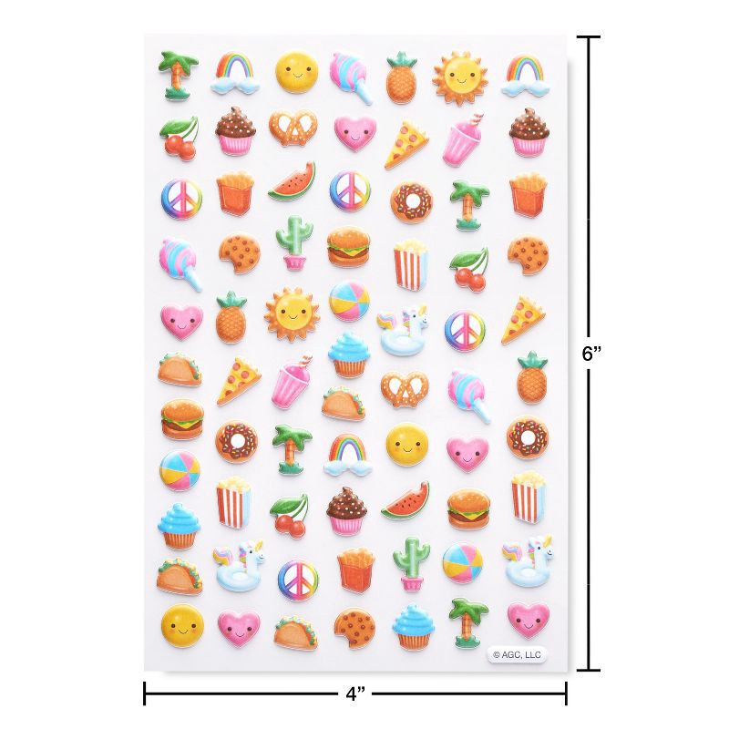 slide 4 of 4, American Greetings 72ct 1 Sheet 3D Puff Stickers For Kids' Cute Food, 72 ct, 1 sheet