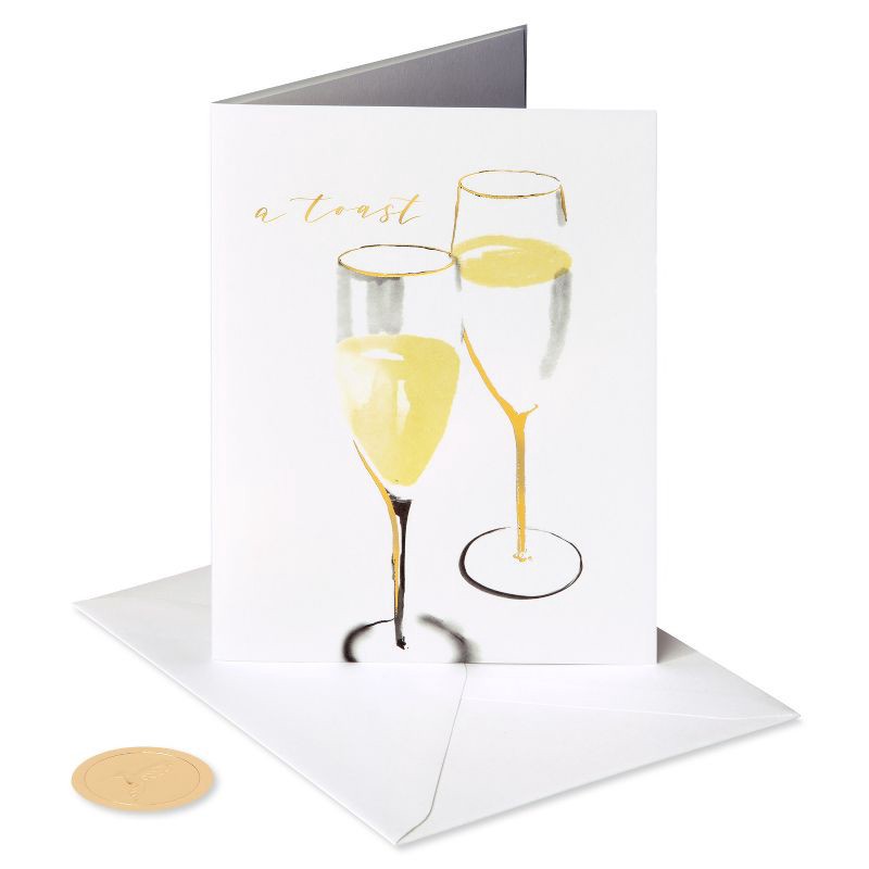 slide 4 of 5, PAPYRUS Wedding Card Love You Share Champagne Glasses Includes Envelope, 1 ct