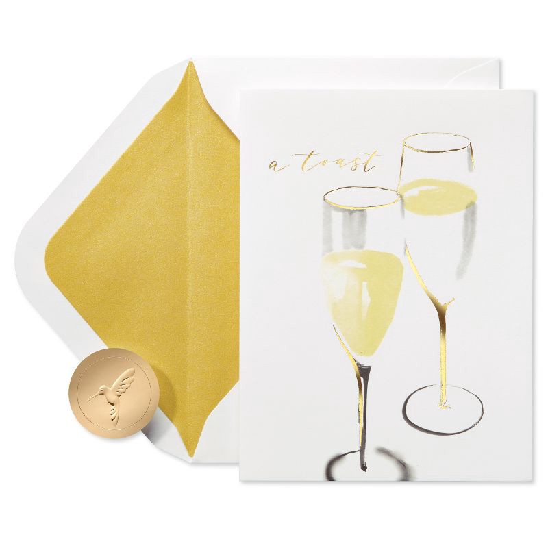 slide 1 of 5, PAPYRUS Wedding Card Love You Share Champagne Glasses Includes Envelope, 1 ct