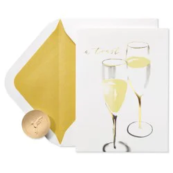 PAPYRUS Wedding Card Love You Share Champagne Glasses Includes Envelope