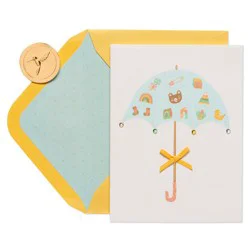PAPYRUS Baby Shower Card Love and Happiness Umbrella Includes Envelope