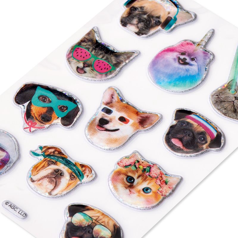 slide 3 of 3, American Greetings 11ct 1 Sheet 3D Puffy Stickers For Kids' Cats and Dogs, 11 ct, 1 sheet