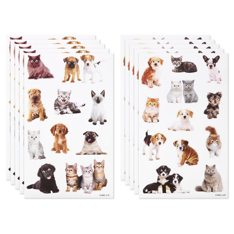 slide 2 of 5, American Greetings 110ct 10 Sheets Stickers for Kids' Funny Puppies and Kittens, 110 ct, 10 sheets
