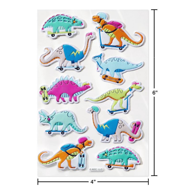 slide 2 of 4, Carlton Cards 10ct Dinosaur Puffy Stickers, 10 ct