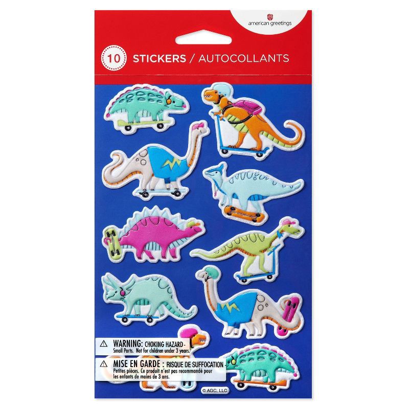 slide 3 of 4, Carlton Cards 10ct Dinosaur Puffy Stickers, 10 ct