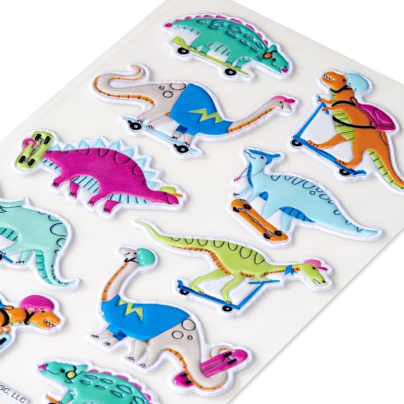 slide 4 of 4, American Greetings 10ct 1 Sheet 3D Puffy Stickers for Kids' Dinosaurs, 10 ct, 1 sheet