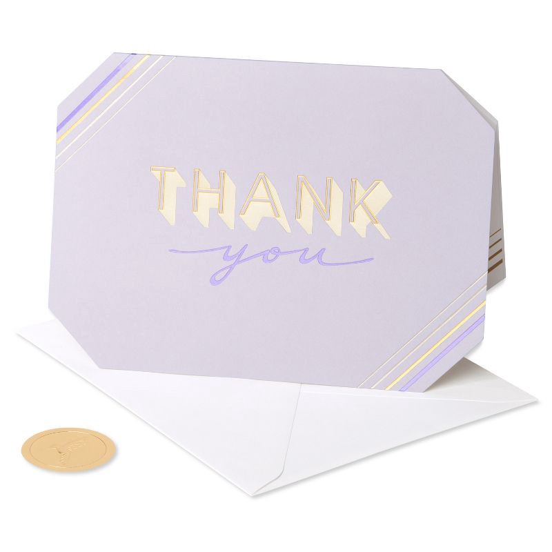slide 4 of 5, PAPYRUS Blank Thank You Card Purple and Gold Includes Envelope, 1 ct