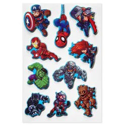 10ct Marvel Super Heroes Puffy Stickers: Carlton Cards Kids & Spiderman Stickers, All Ages, 6"x4" Sheet, Favorite Character Theme