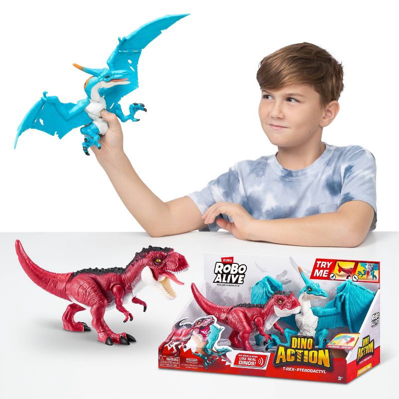 slide 5 of 8, Robo Alive Dino Wars - Series 1 Combo Pack T-Rex & Pterodactyl: Plastic Animal Figures Set, 1 ct