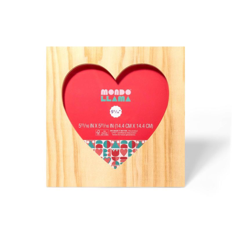 slide 1 of 3, Valentine's Day Freestanding Heart Picture Frame Wood Base - Mondo Llama, 1 ct