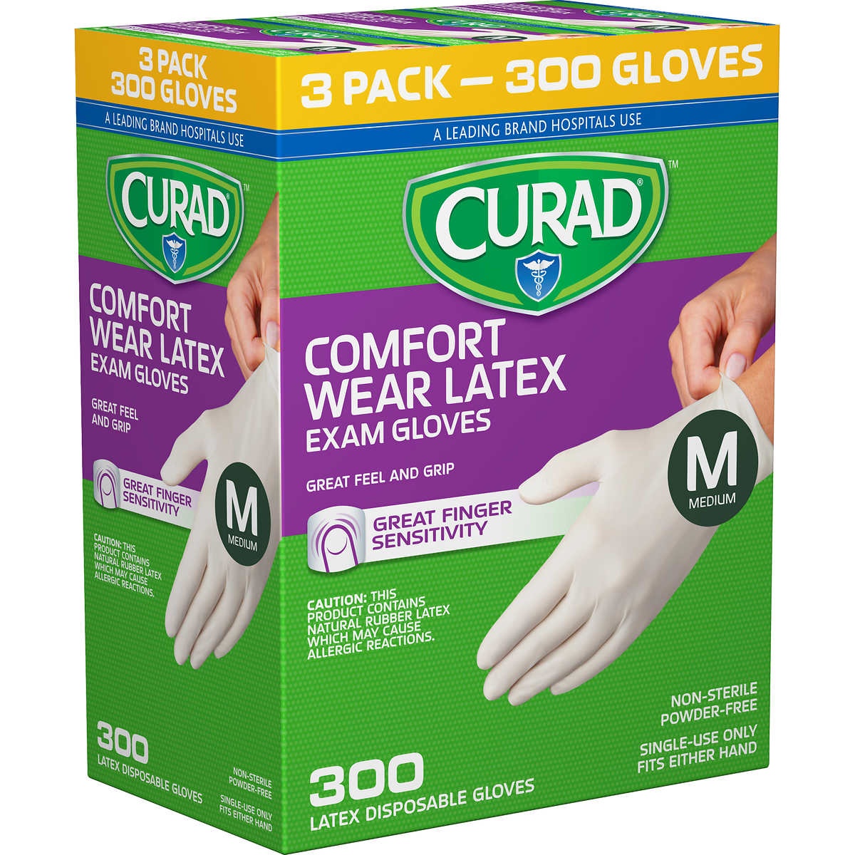 slide 1 of 1, Curad Latex Gloves Medium, 100 ct