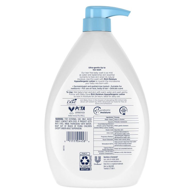 slide 2 of 11, Baby Dove Rich Moisture Baby Wash & Shampoo, Hypoallergenic and Tear-Free - 34 fl oz, 34 fl oz