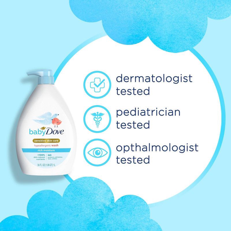 slide 7 of 11, Baby Dove Rich Moisture Baby Wash & Shampoo, Hypoallergenic and Tear-Free - 34 fl oz, 34 fl oz
