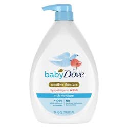 Baby Dove Rich Moisture Baby Wash & Shampoo, Hypoallergenic and Tear-Free - 34 fl oz