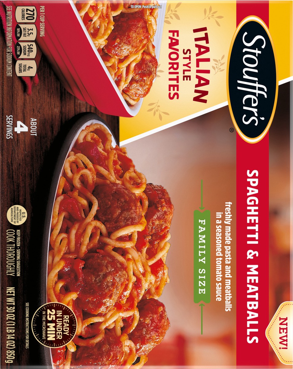 slide 6 of 7, Stouffer's Family Size Spaghetti and Meatballs Frozen Meal, 30 Ounce, 30 oz