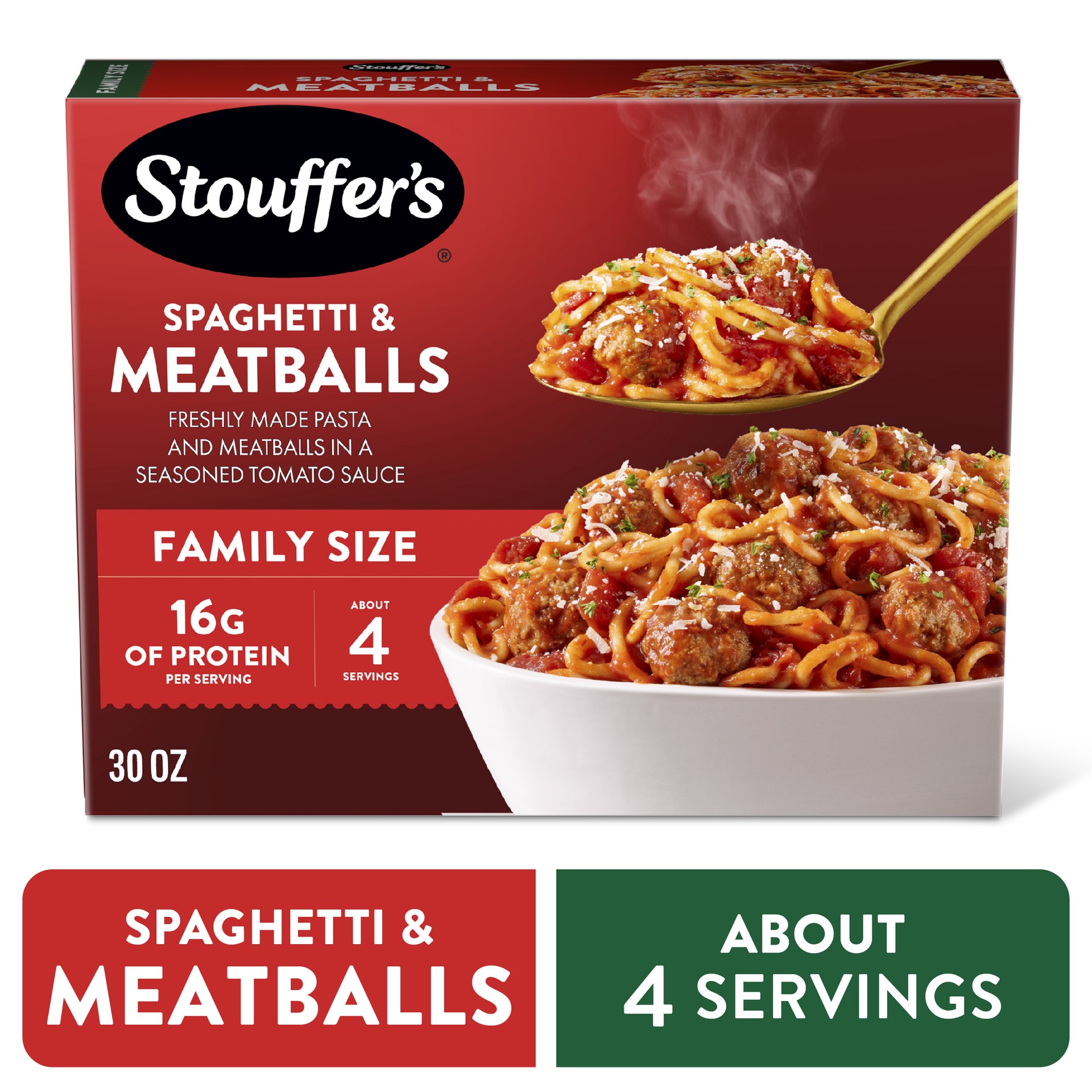 slide 1 of 7, Stouffer's Stouffer''s Spaghetti and Meatballs, Family Size, Easy Frozen Family Dinners, 30 oz
