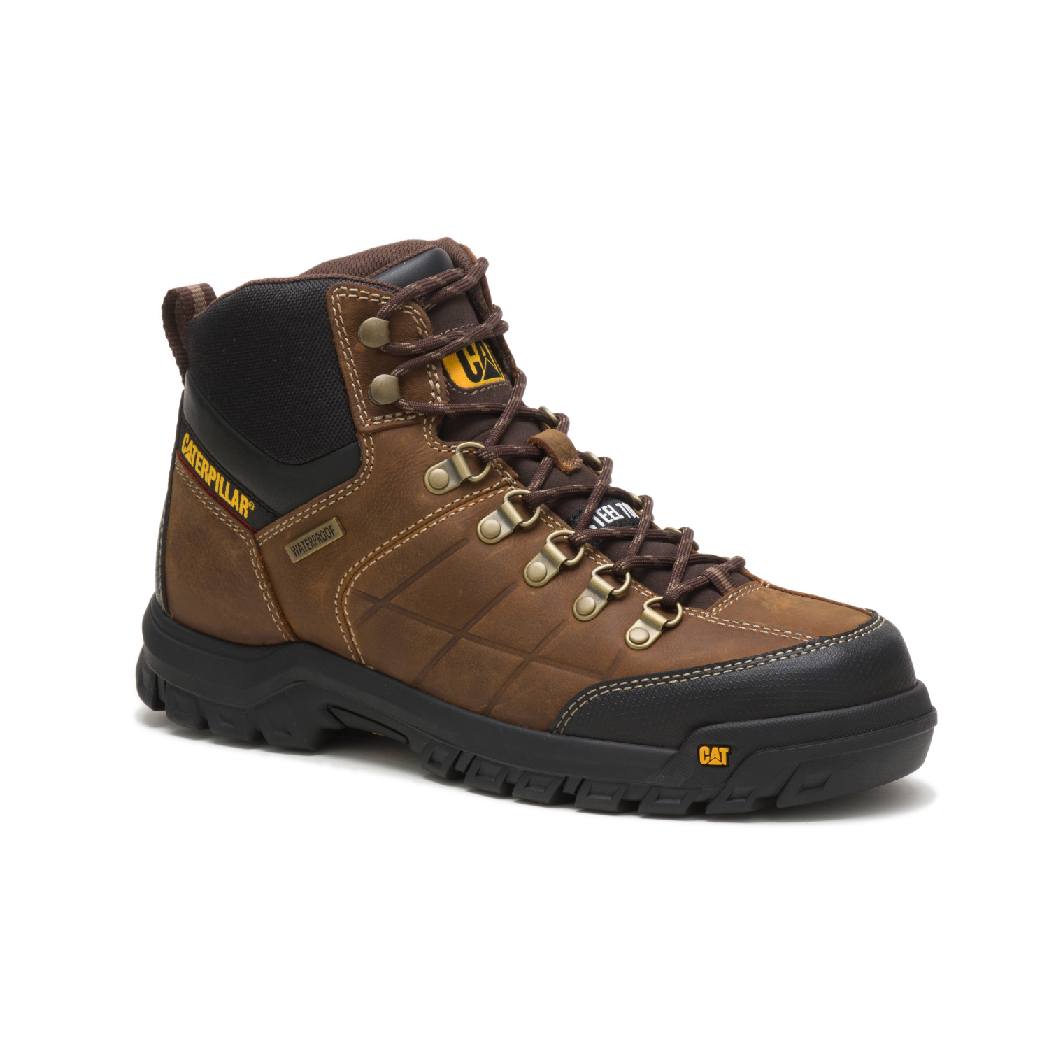 slide 3 of 4, Caterpillar CAT MEN's THRESHOLD WATERPROOF STEEL TOE WORK BOOT, REAL BROWN, 10.5M, 1 ct