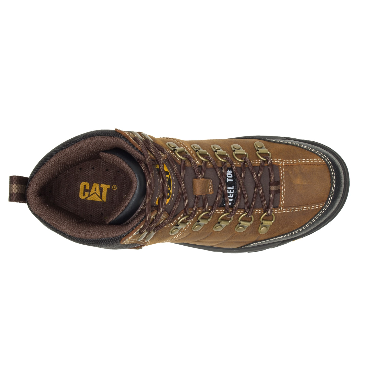 slide 4 of 4, Caterpillar CAT MEN's THRESHOLD WATERPROOF STEEL TOE WORK BOOT, REAL BROWN, 12M, 1 ct