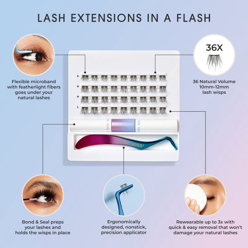 slide 3 of 13, KISS Products Falscara Eyelash Starter Kit - Lengthening Wisps - 36ct, 36 ct