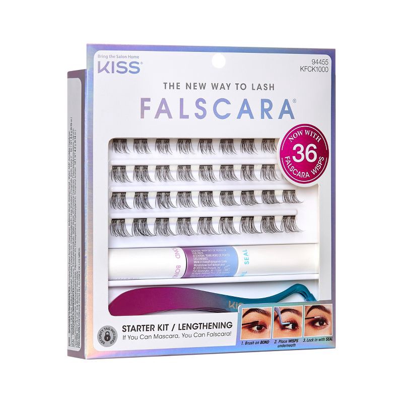 slide 10 of 13, KISS Products Falscara Eyelash Starter Kit - Lengthening Wisps - 36ct, 36 ct