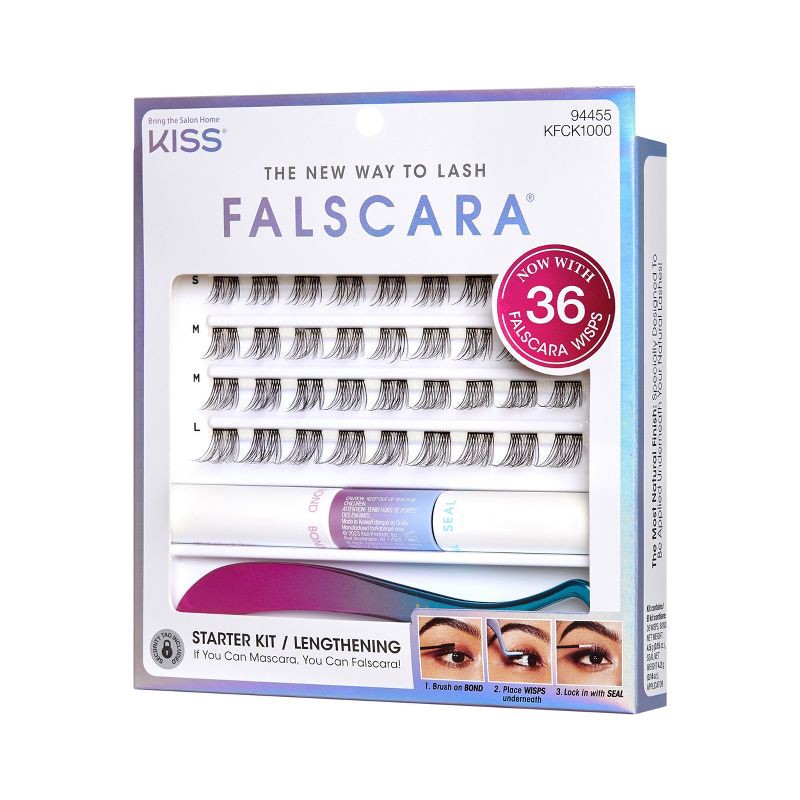 slide 11 of 13, KISS Products Falscara Eyelash Starter Kit - Lengthening Wisps - 36ct, 36 ct