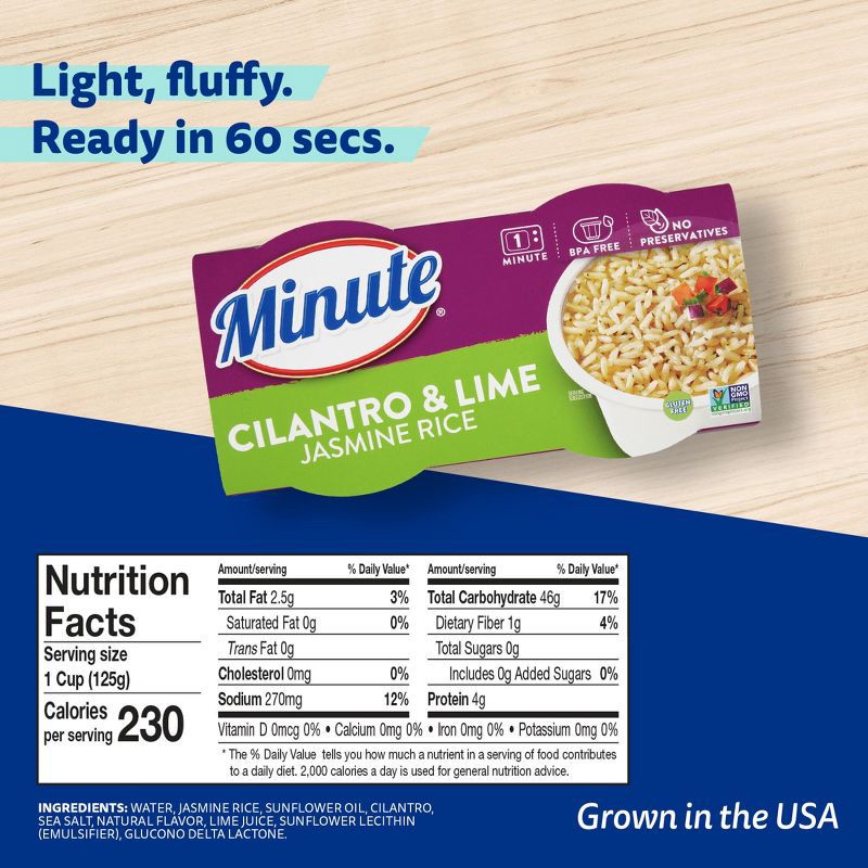 slide 8 of 9, Minute Rice Minute Cilantro & Lime Jasmine Rice 2 Pack - 8.8oz, 2 ct; 8.8 oz